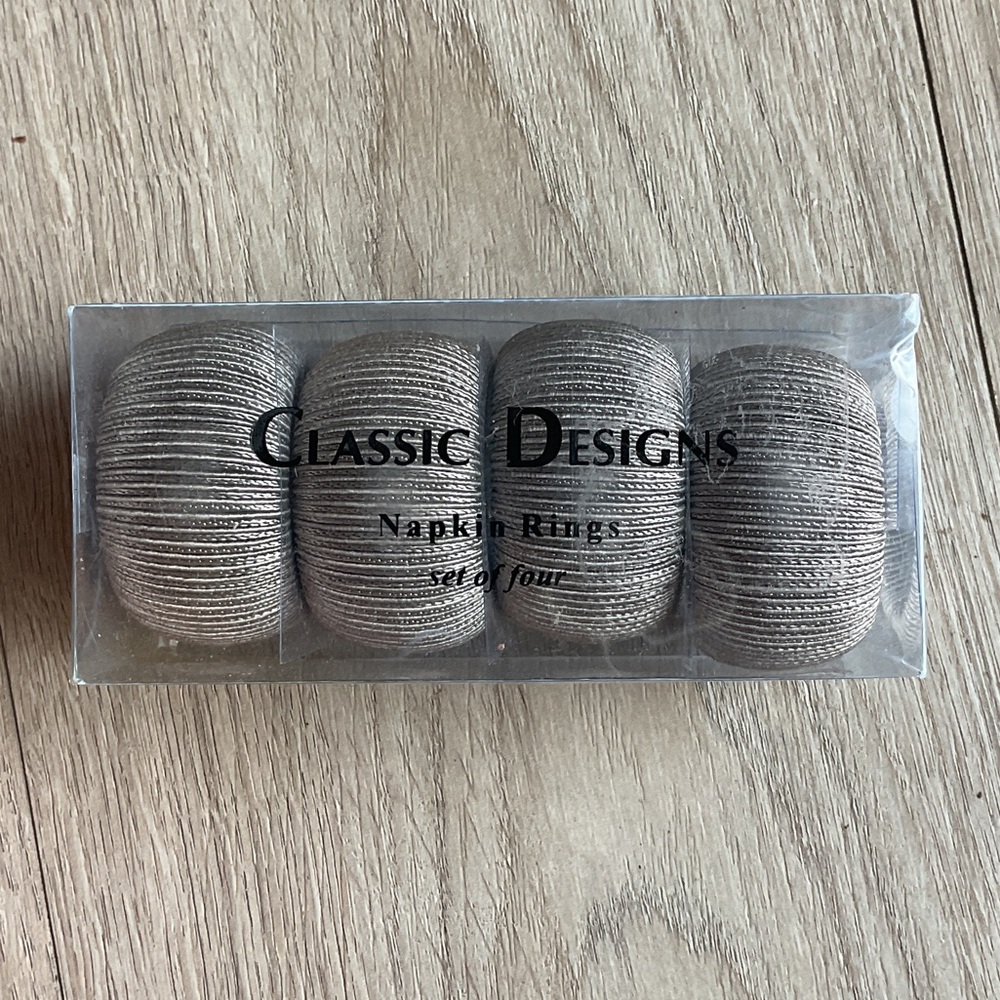 Classic Designs Silver Napkin Rings Set of Four hand crafted in india.